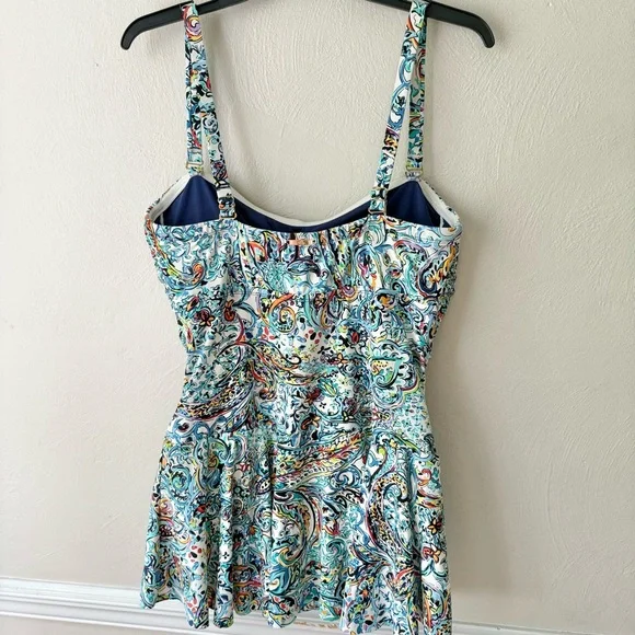Lauren Ralph Lauren Mystic Paisley Skirted One Piece Slimming Swimsuit - Picture 5 of 8